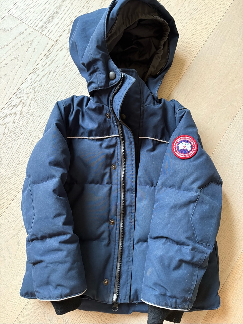 Canada Goose Kids Navy Blue Hooded Puffer Coat 4-5Y 110
